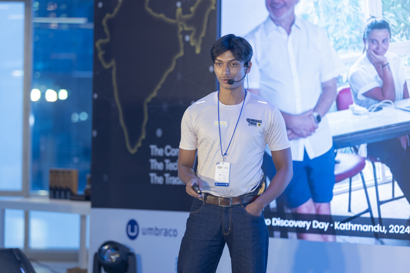 A man speaking on stage